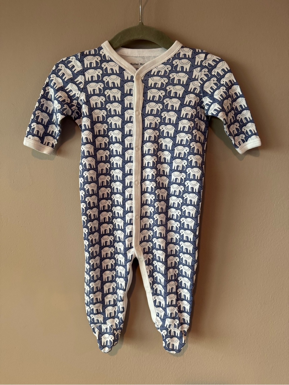 Roller Rabbit NWOT Hathi Elephant Print Footed Pima Cotton Sleeper 0-3 Months